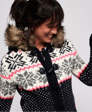 Superdry Chalet Snow Toggle Cardigan Női Kötöttáru Sötétkék | SOEFZ7438